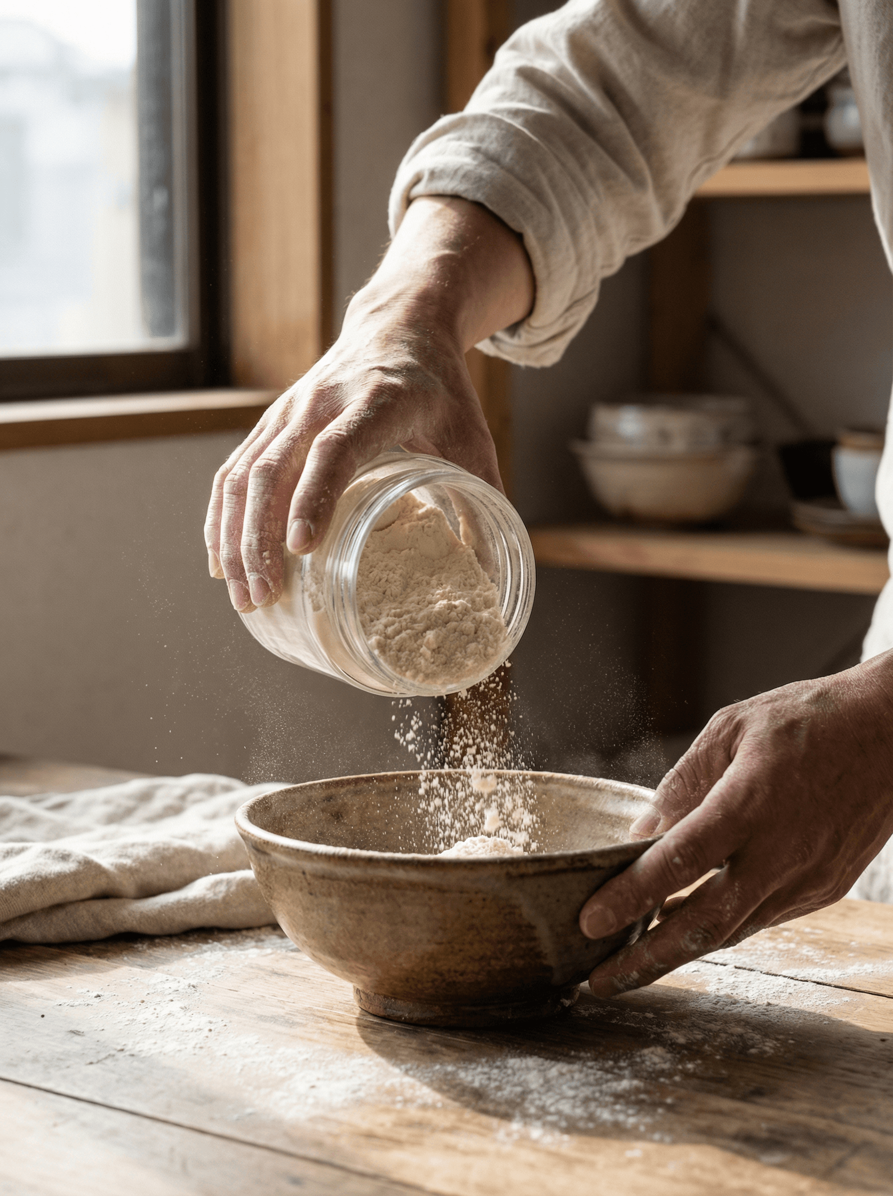 職人の手と小麦粉